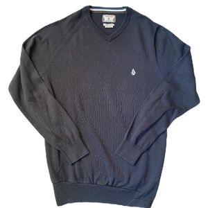 Volcom Corpo Class sweater v-neck long sleeve pullover gray small